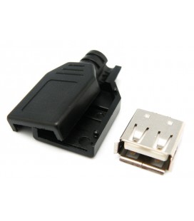 Conector USB tipo A-HEMBRA, con carcasa