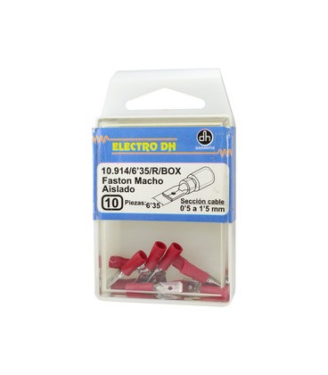TERMINAL MACHO AISLADO ROJO 6.3MM