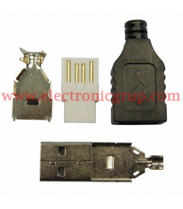 Conector USB tipo A - Macho, con Carcasa