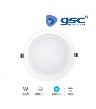 Downlight emp.LED redondo cristal 22W-F