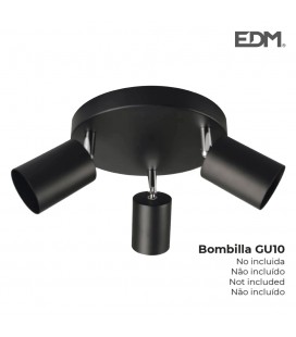 PLAFÓN NEGRO 3 ELEMENTOS GU10