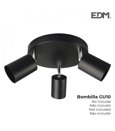 PLAFÓN NEGRO 3 ELEMENTOS GU10
