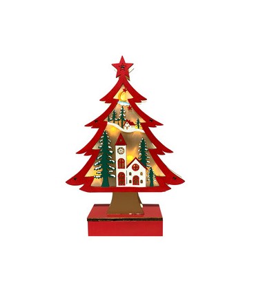 Arbol de Navidad rojo pequeño con luz