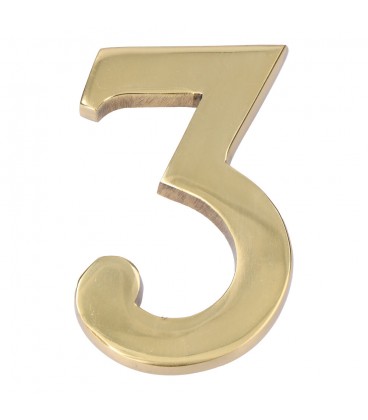 NUMERO 3 LATON PULIDO 10cm FIJACION INV