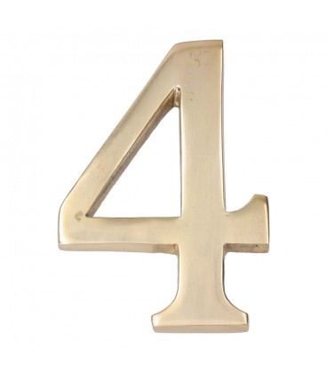 NUMERO 4 LATON PULIDO 10cm FIJACION INV