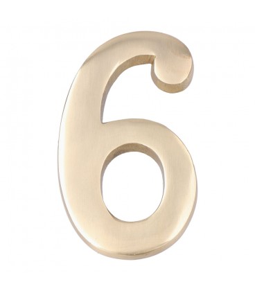NUMERO 6 LATON PULIDO 10cm FIJACION INV