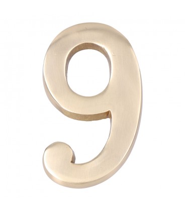 NUMERO 9 LATON PULIDO 10cm FIJACION INV