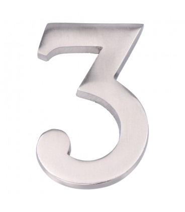 NUMERO 3 NIQUEL MATE 10cm FIJACION INV