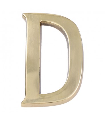 LETRA D LATON PULIDO 10cm FIJACION INV