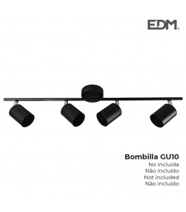 REGLETA 4 ELEMENTOS COLOR NEGRO GU-10