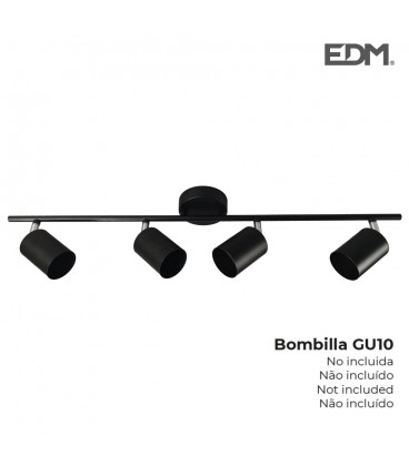 REGLETA 4 ELEMENTOS COLOR NEGRO GU-10