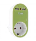 CARGADOR DOBLE USB 2.4A + SCHUKO VERDE