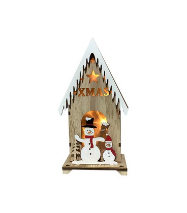 Casita muñeco de nieve con luz.