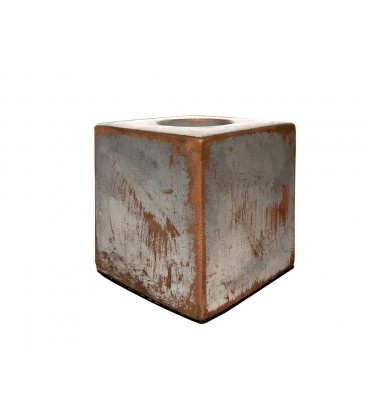BASE CUBO CEMENTO MARRON CON PORTALAMPAR
