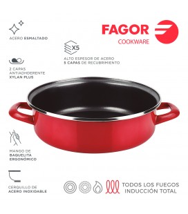 TARTERA OPTIMAX 26CM ROJA ACERO