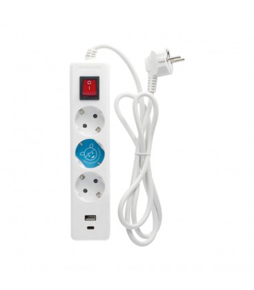 Base múltiple 3T + USB C + A con interru