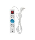 Base múltiple 3T + USB C + A con interru