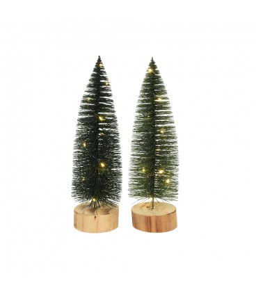 MINI ARBOL CON 10 LEDS Y BASE DE MADERA 