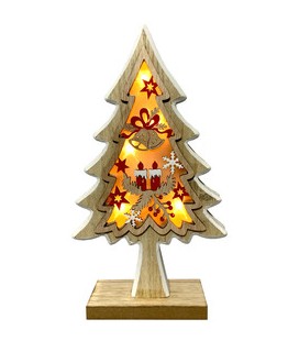 Arbol Navidad color madera mediano luz