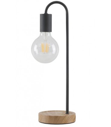 LAMPARA DE MESA MADERA+NEGRO E27