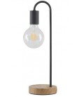 LAMPARA DE MESA MADERA+NEGRO E27