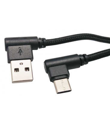 USB A Macho a USB C macho, 1.5m Acodado