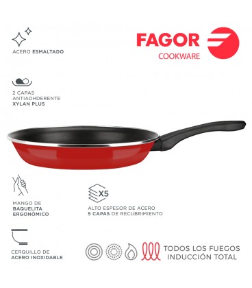 SARTEN OPTIMAX 24CM ROJA ACERO