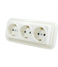 Adaptador triple schuko marfil