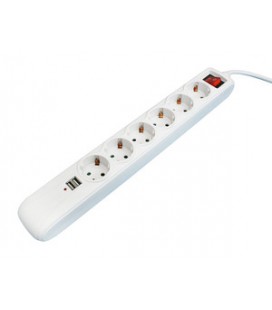 BASE MULTIPLE 6 TOMAS 2USB+INT 1.5M