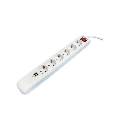 BASE MULTIPLE 6 TOMAS 2USB+INT 1.5M