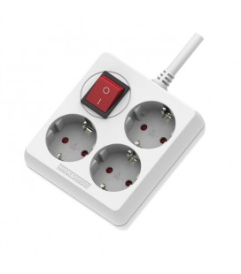 BASE CUADRADA BL 3 TOMAS+INTERRUPTOR