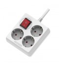 BASE CUADRADA BL 3 TOMAS+INTERRUPTOR