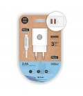 CARGADOR DOBLE + CABLE NYLON LIGTHNING 2