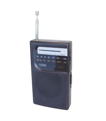 Radio vertical portátil 2xAA 118x28x70mm