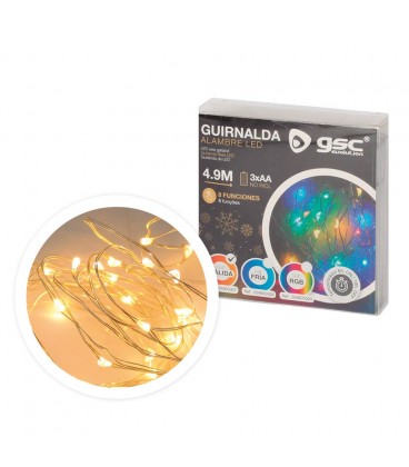 Guirnalda alambre LED 4,9M 3xAA LC