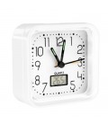 RELOJ ANALOGICO ALARMA 82x82x38 BLANCO