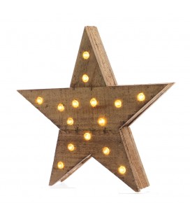 ESTRELLA DE MADERA CON LUZ 15 LEDS 6X30X