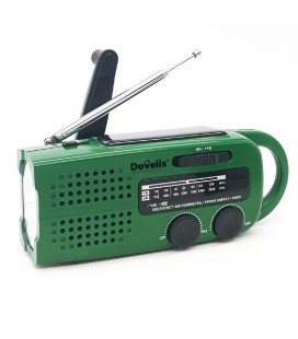 Radio con linterna LED dinamo, solar y r