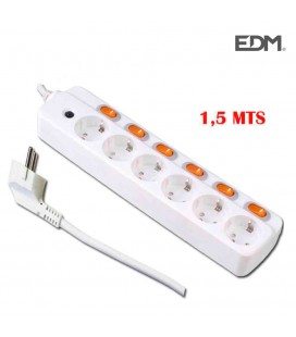 BASE MULTIPLE 6 TOMAS Y 6 INTERRUPTORES 