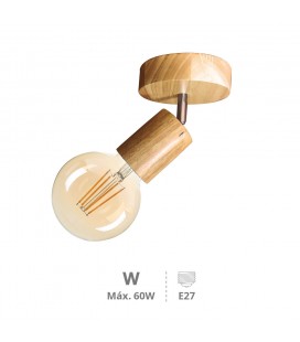 Foco de techo simple E27 Madera