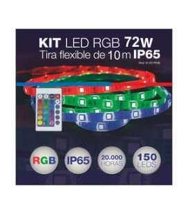 Kit tira de LED RGB flexible 10m. IP65.