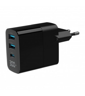 Cargador rápido USB de 30 W y 3 puertos: