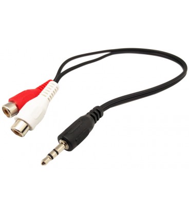 Jack 3.5mm a 2RCA Hembra, 30cm, Negro