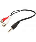 Jack 3.5mm a 2RCA Hembra, 30cm, Negro