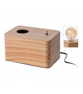 LÁMPARA CON BASE DE MADERA 16X10X9CM