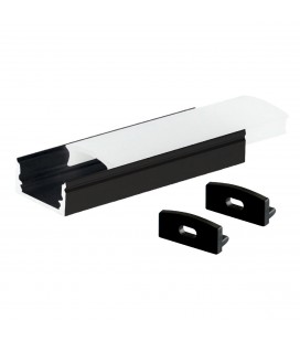 Perfil 2M Led superficie 12mm Negro