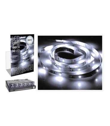 TIRA DE LED 1m 30 LEDS BLANCO FRIO PILAS