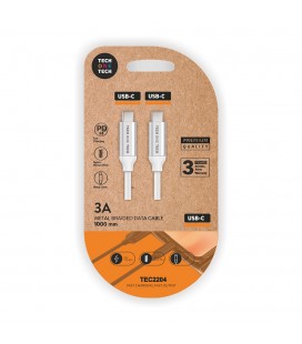 CABLE BLANCO USB C A USB C NYLON 1M