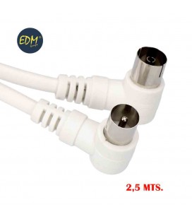 PROLONGACION TV ACODADA 9,5MM 2,5M Bl.