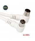 PROLONGACION TV ACODADA 9,5MM 2,5M Bl.